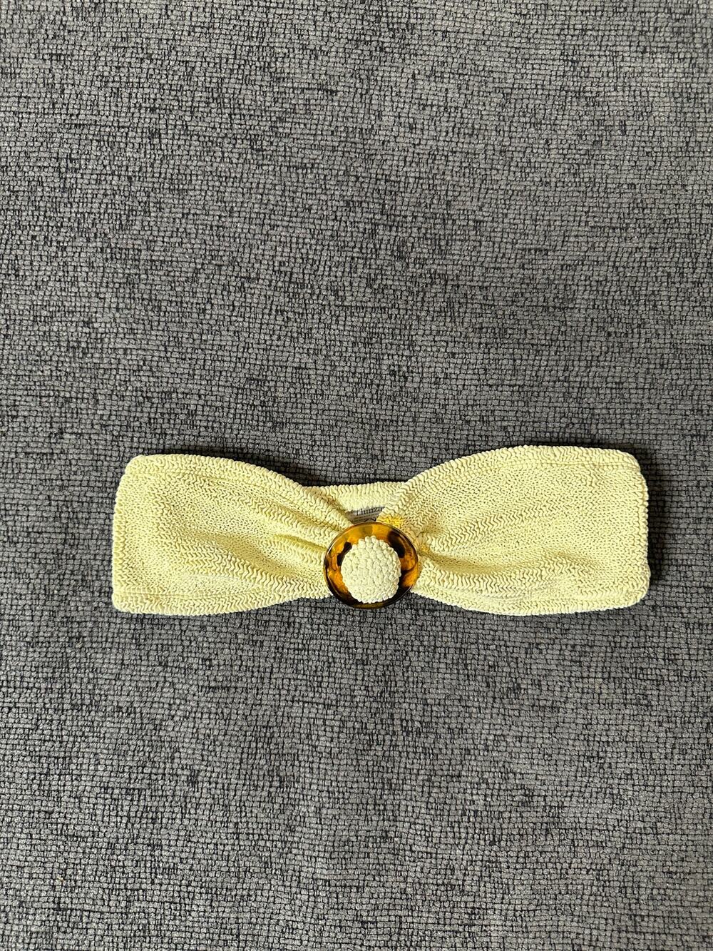 Hunza G Flora Bikini Top One Size Bandeau Crinkle Butter Yellow
